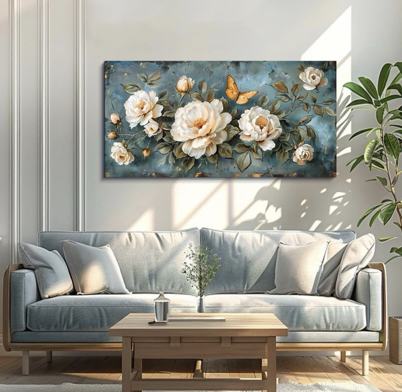 Large Panoramic Floral Canvas Wall Art Print - 48” X 24”