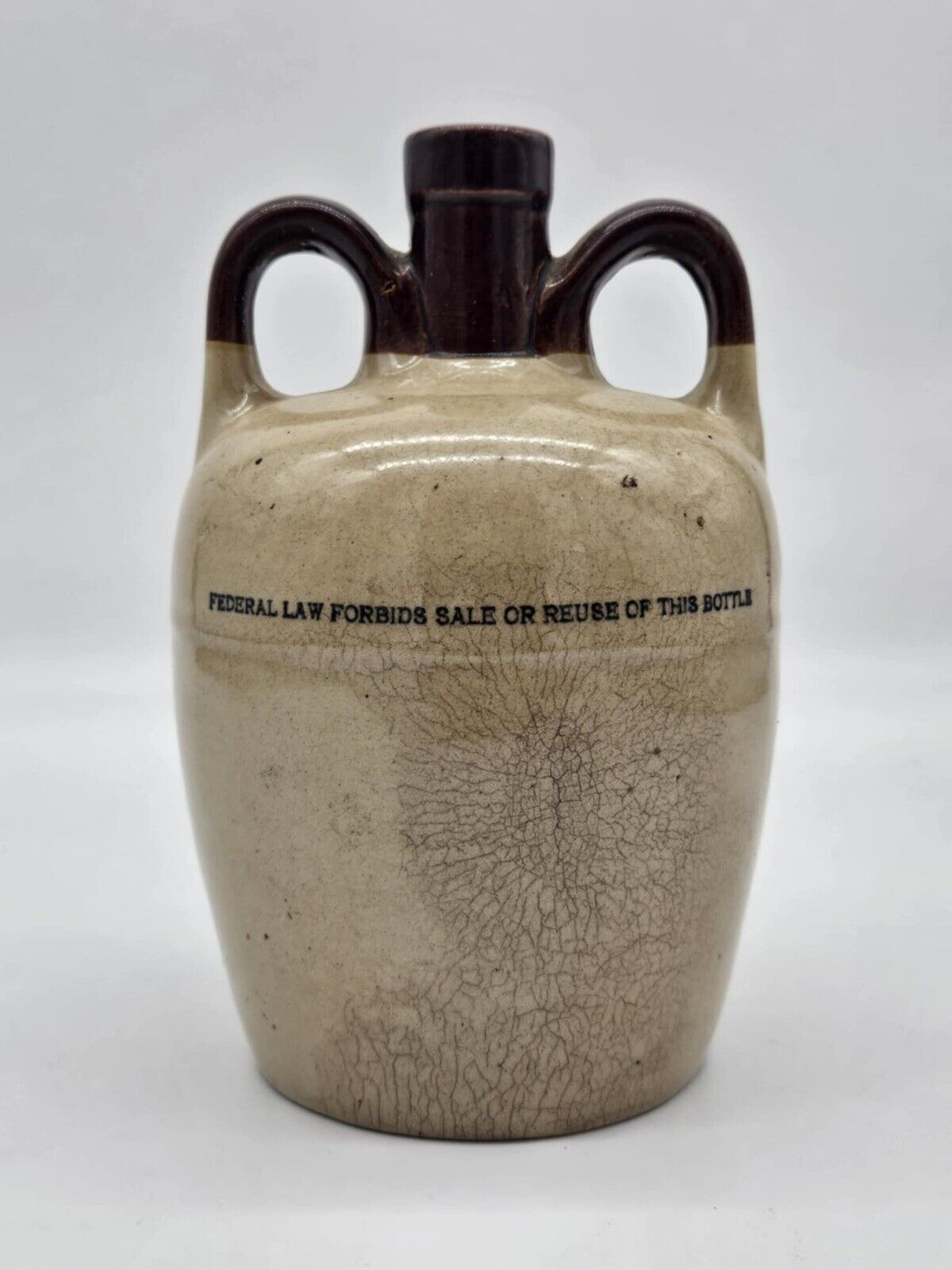 Vtg. Stoneware/Pottery - Hannah & Hogg 1/2 Pint Bourbon Whiskey Jug