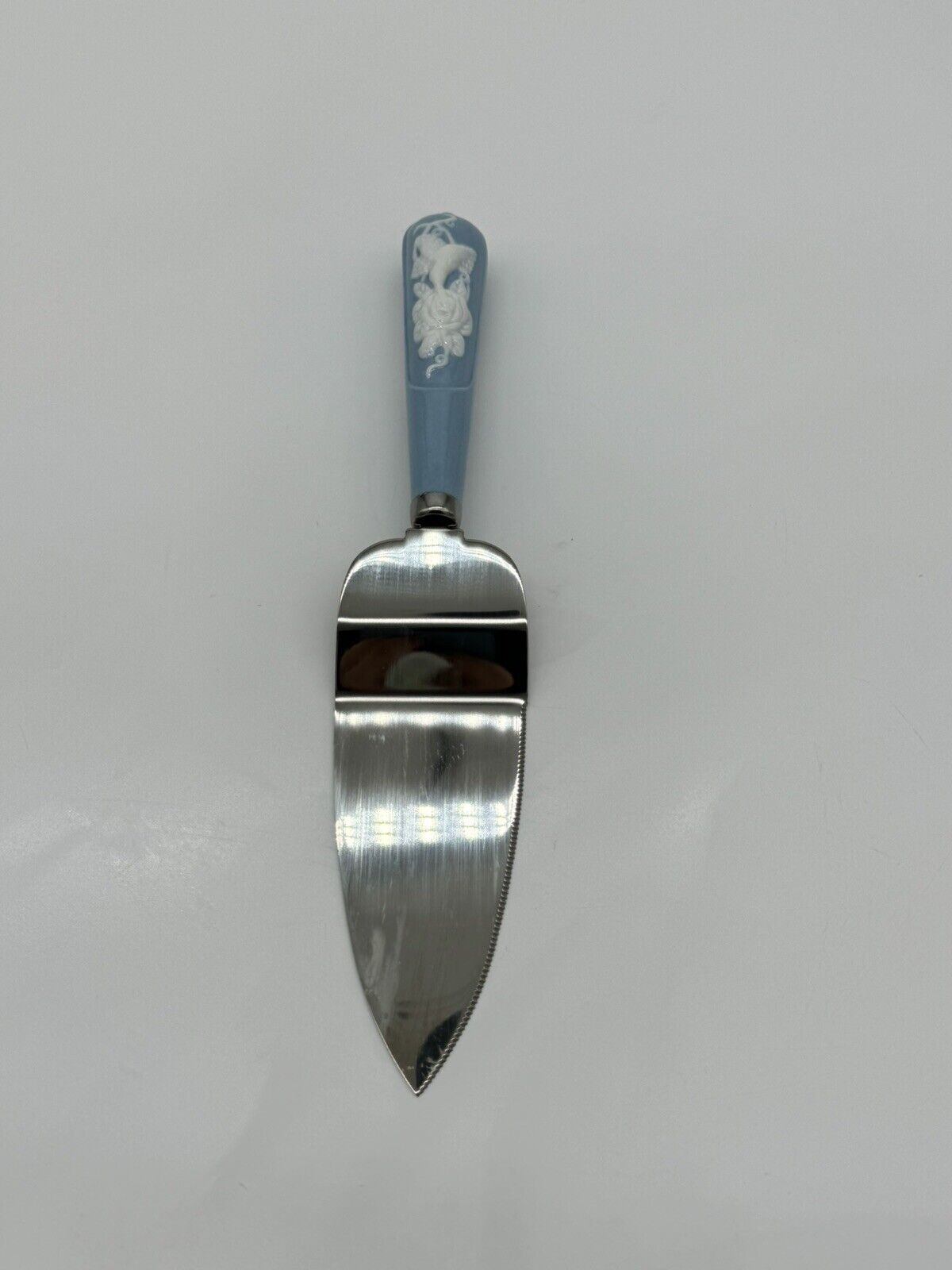 Avon Blue Pie/Cake Server, Ceramic Hummingbird Motif