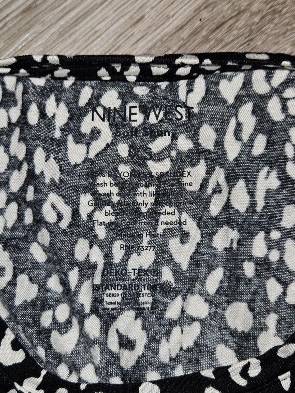 NEW 9 West Soft Spun Black & White Print Tank Top Cotton Blend Sz XS