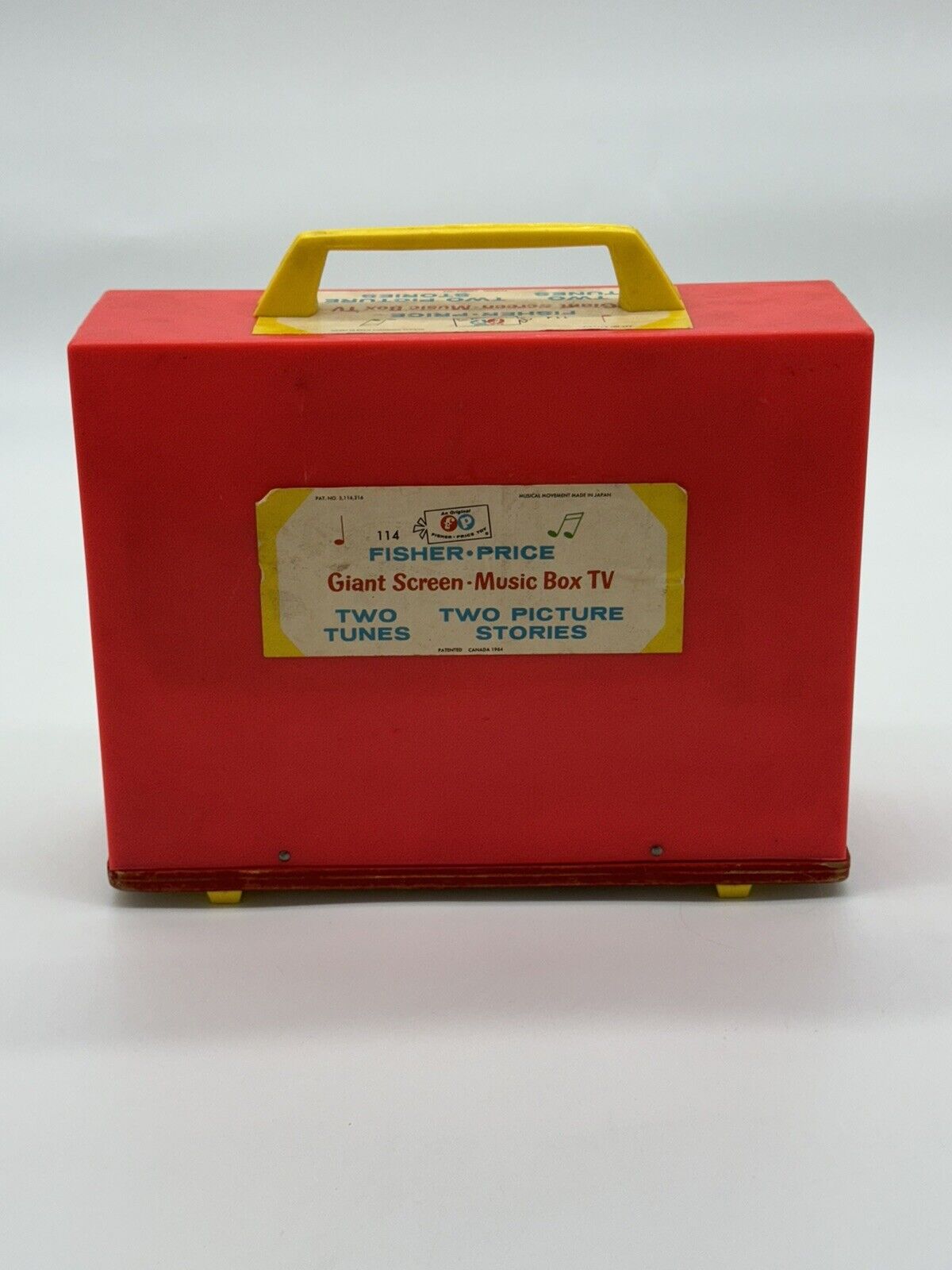 Vintage 1964 Fisher Price Toys GIANT SCREEN MUSIC BOX TV Two Tunes TV - Works