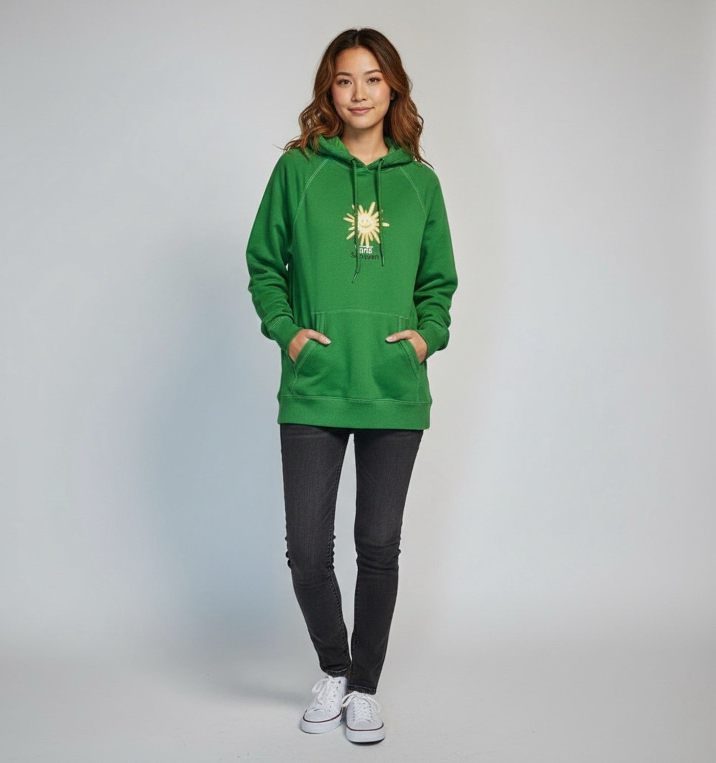 Vans X Skateistan Versa Hoodie Pullover Skate Sun Smiley Green Sweatshirt Size S