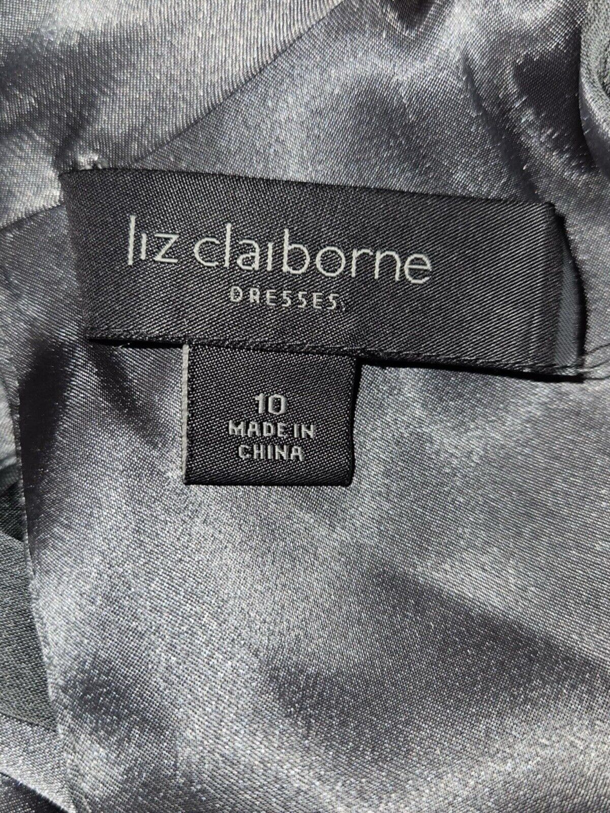 Liz Claiborne Sleeveless Shoulder Baring High Neck Dress Silver Printed Dress 10