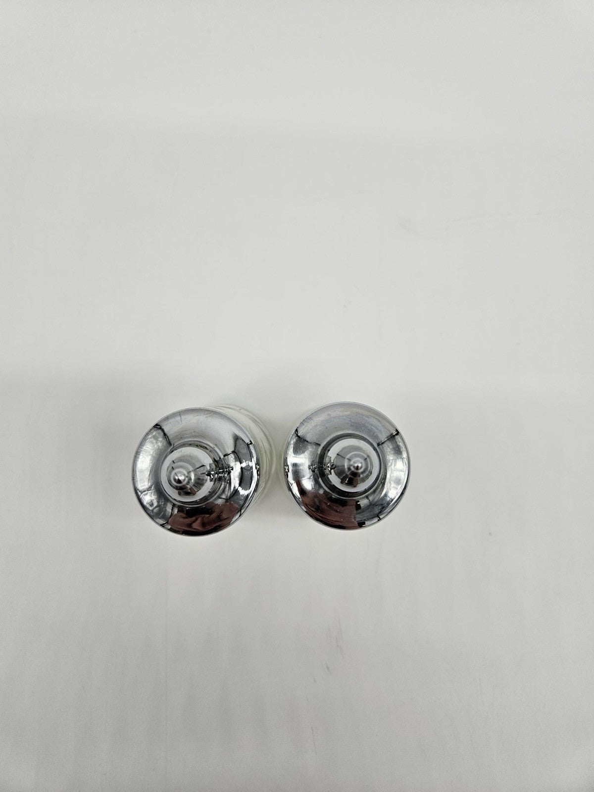 Vintage Glass Salt & Pepper Shakers with Chrome Lids
