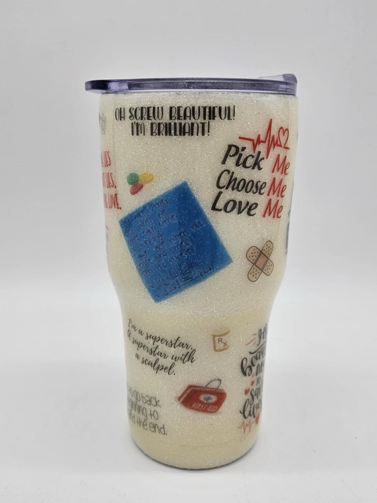 Grey's Anatomy Custom Tumbler 30oz Doctor Nurse Gift Sparkle Rare