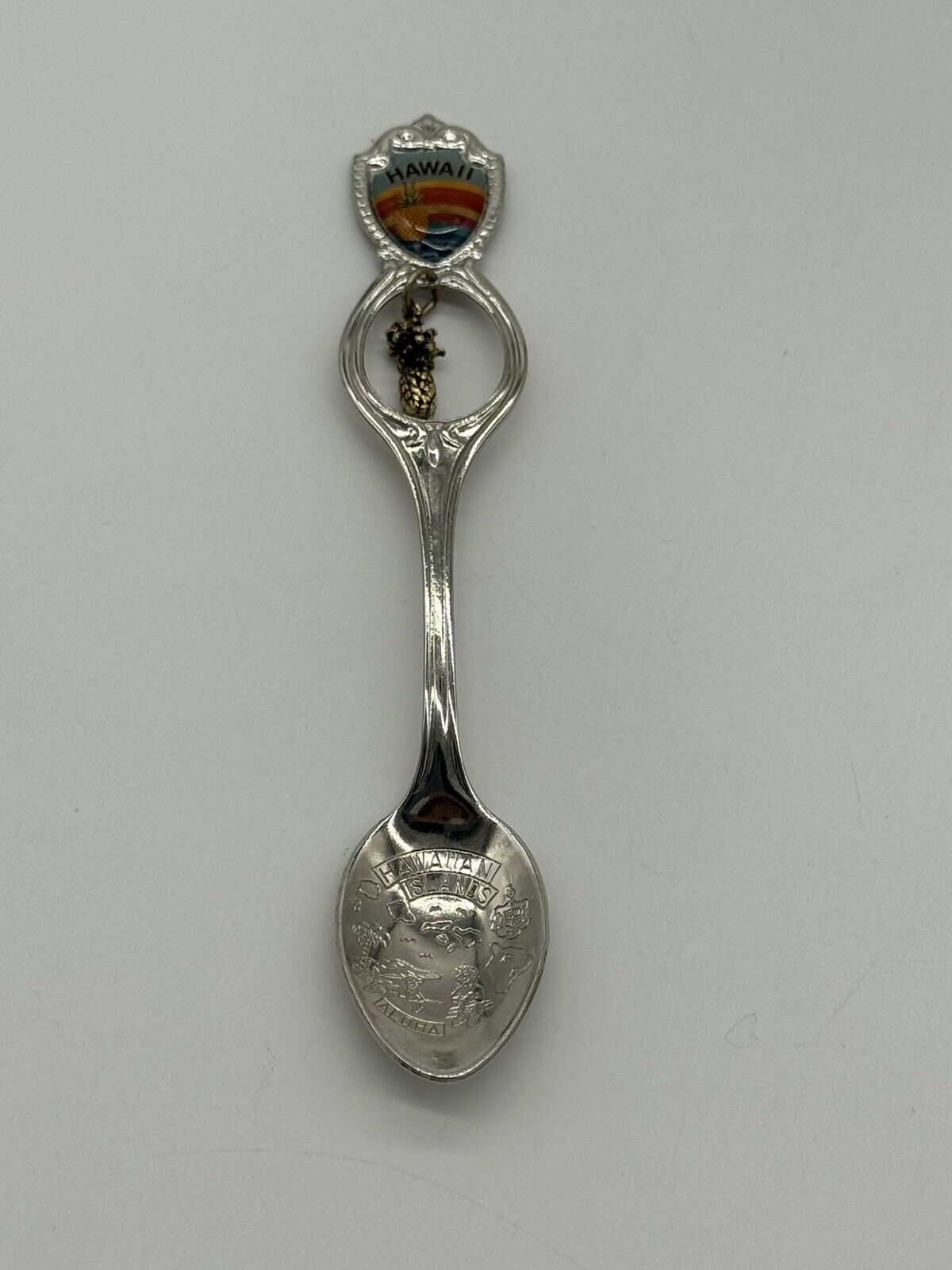 Hawaiian Island Pineapple Collectible Spoon Souvenir 4.5" Rainbow Josef 1990 006