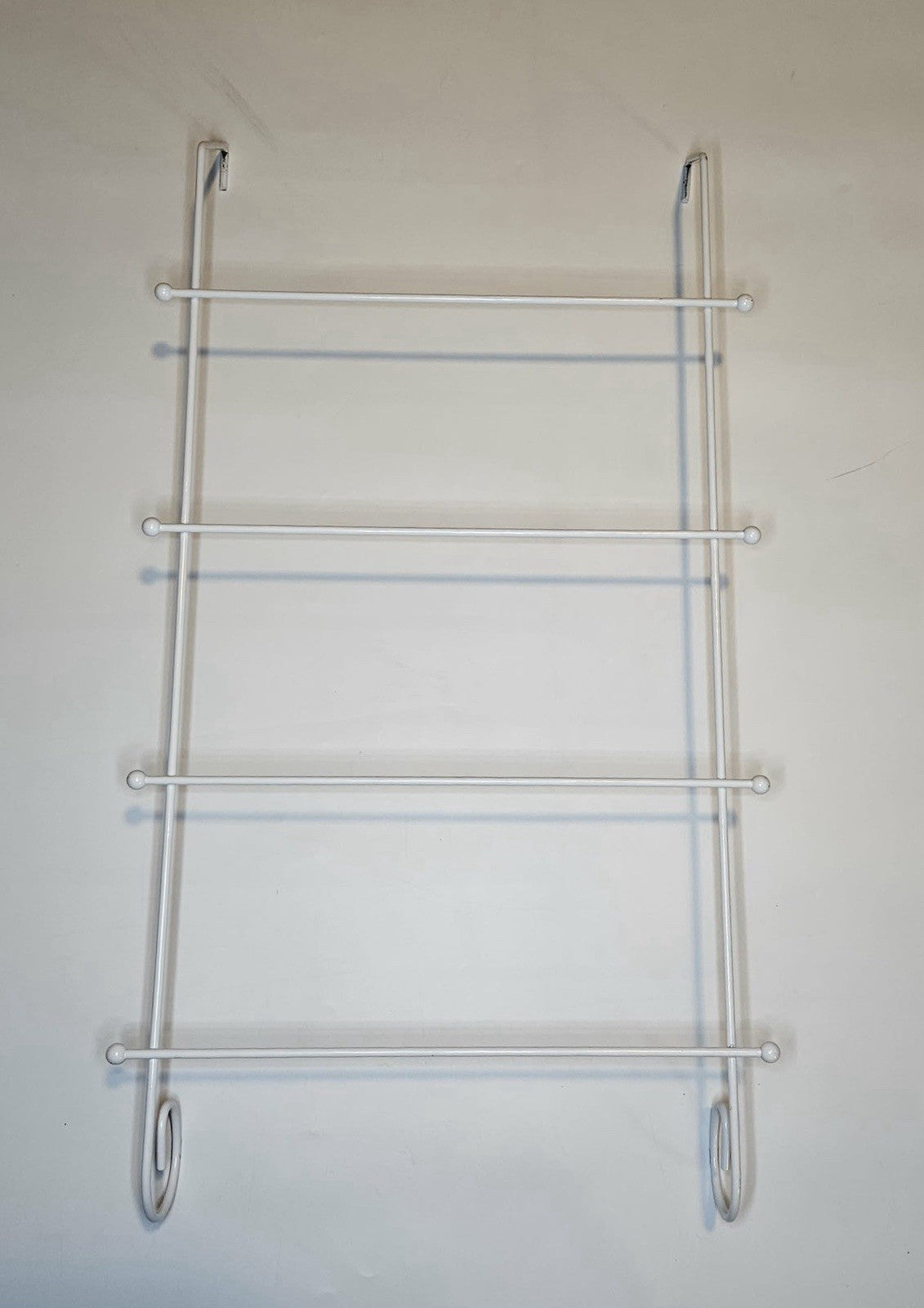 White Metal Wall Towel Rack 4 Bar Bathroom Organizer Hanging