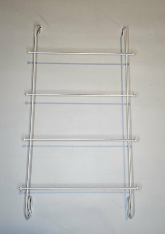 White Metal Wall Towel Rack 4 Bar Bathroom Organizer Hanging