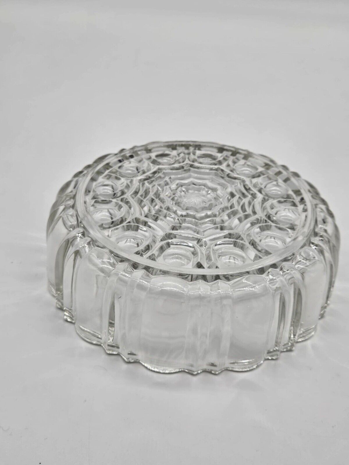 Vintage Anchor Hocking Clear Glass Spider Web Old Cafe Lidded Candy Nut Dish