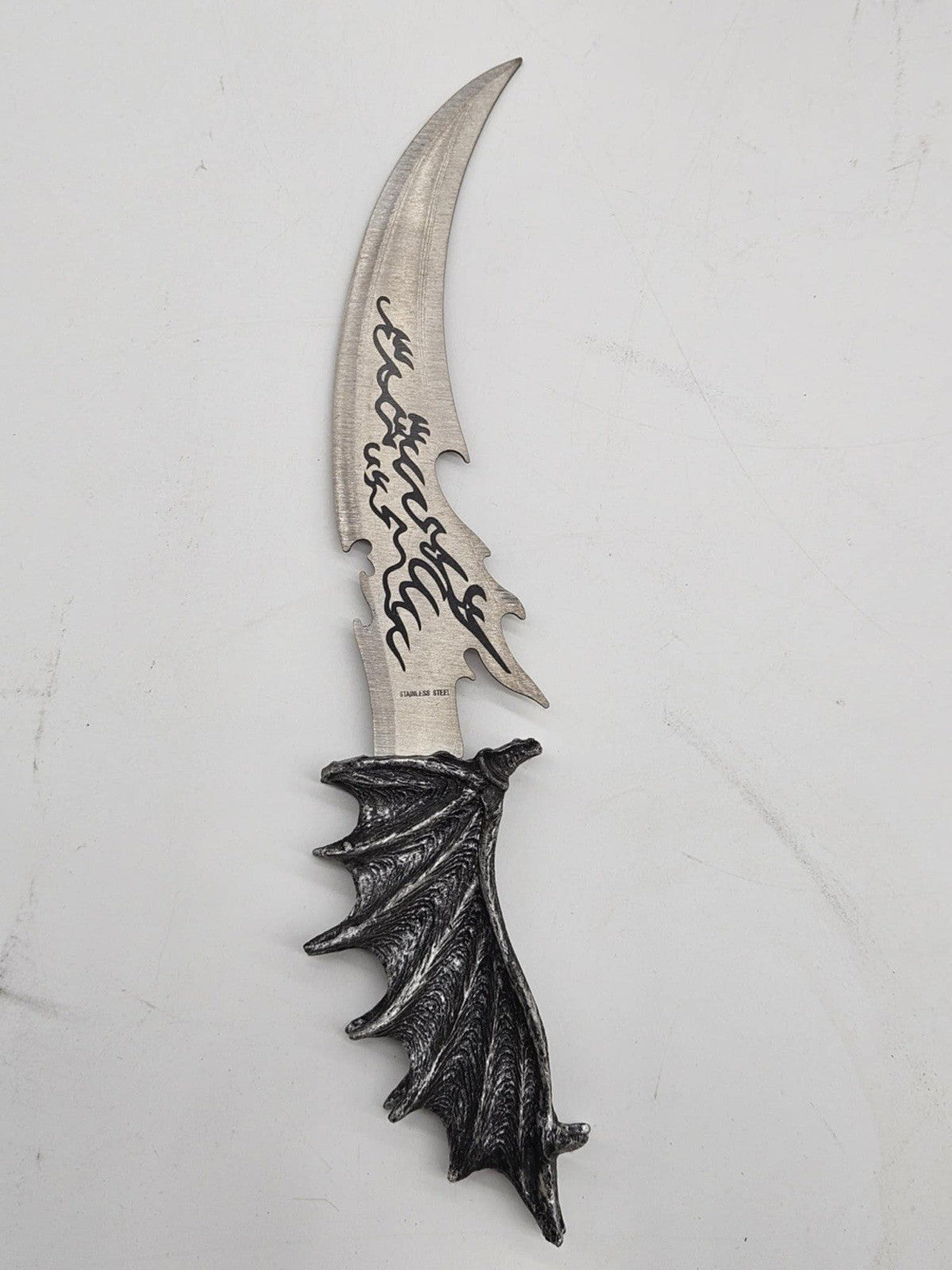 Large Dreamwork Fantasy Obsidian Dragon Statue With Fire Dagger Letter Opener