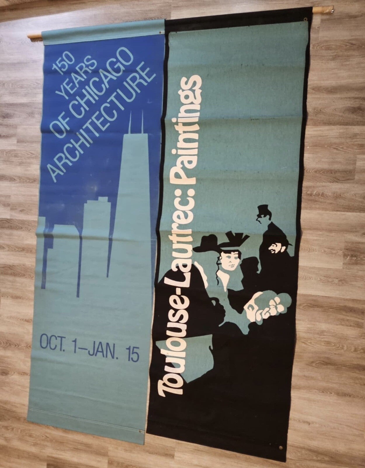 Vintage 1983 Chicago Art Museum Banners Toulouse-Lautrec: Paintings Exhibit