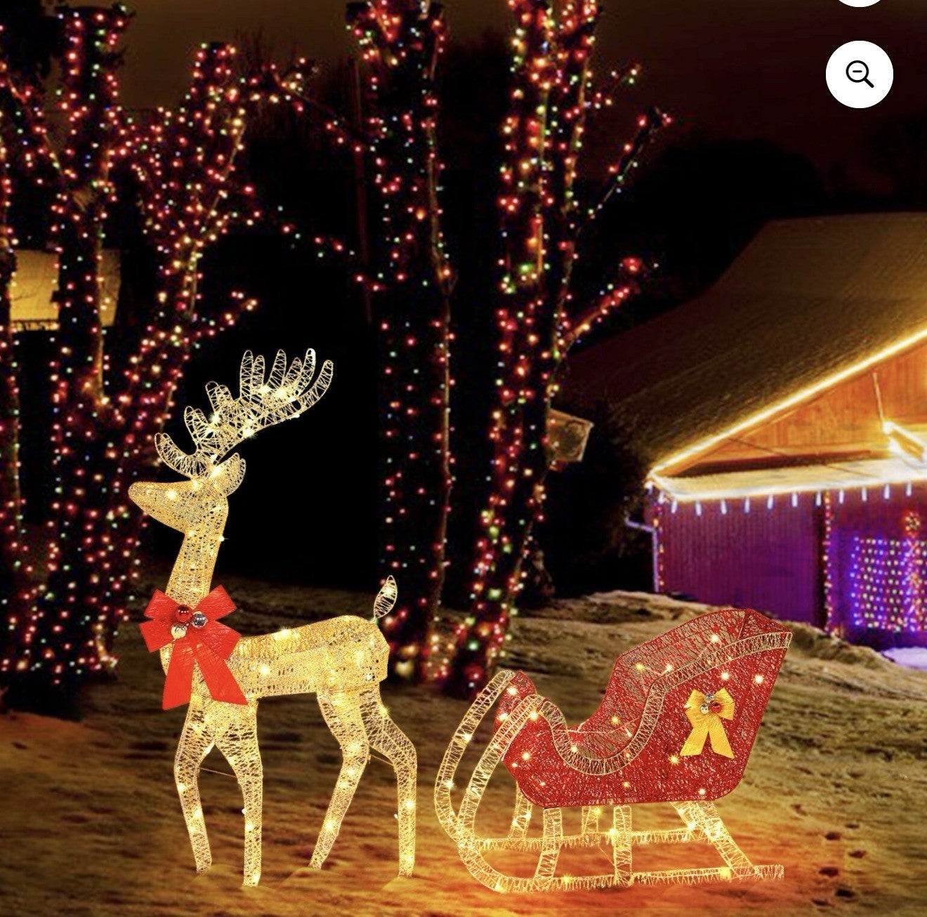 Best Choice Products Lighted Christmas 4ft Reindeer & Sleigh Holiday Outdoor