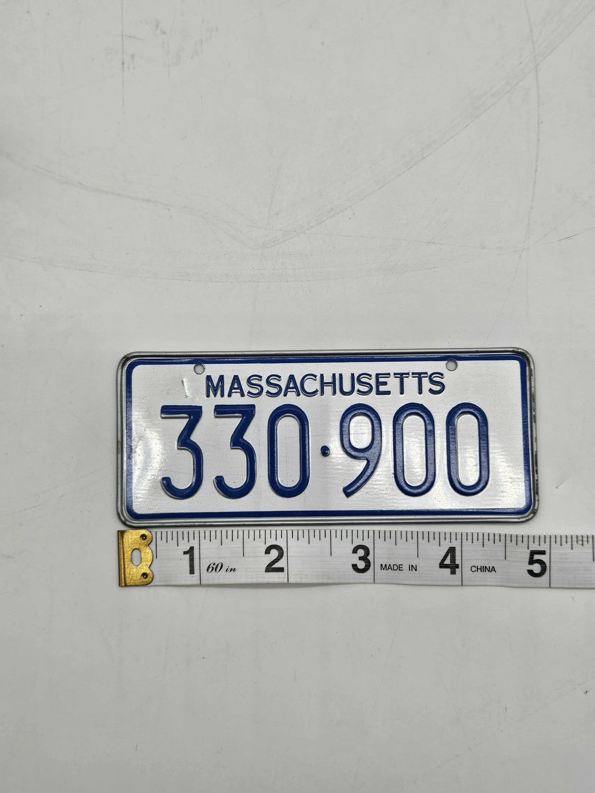 Vintage Cereal Box Prize MASSACHUSETTS Bicycle Metal License Plate 4.75"