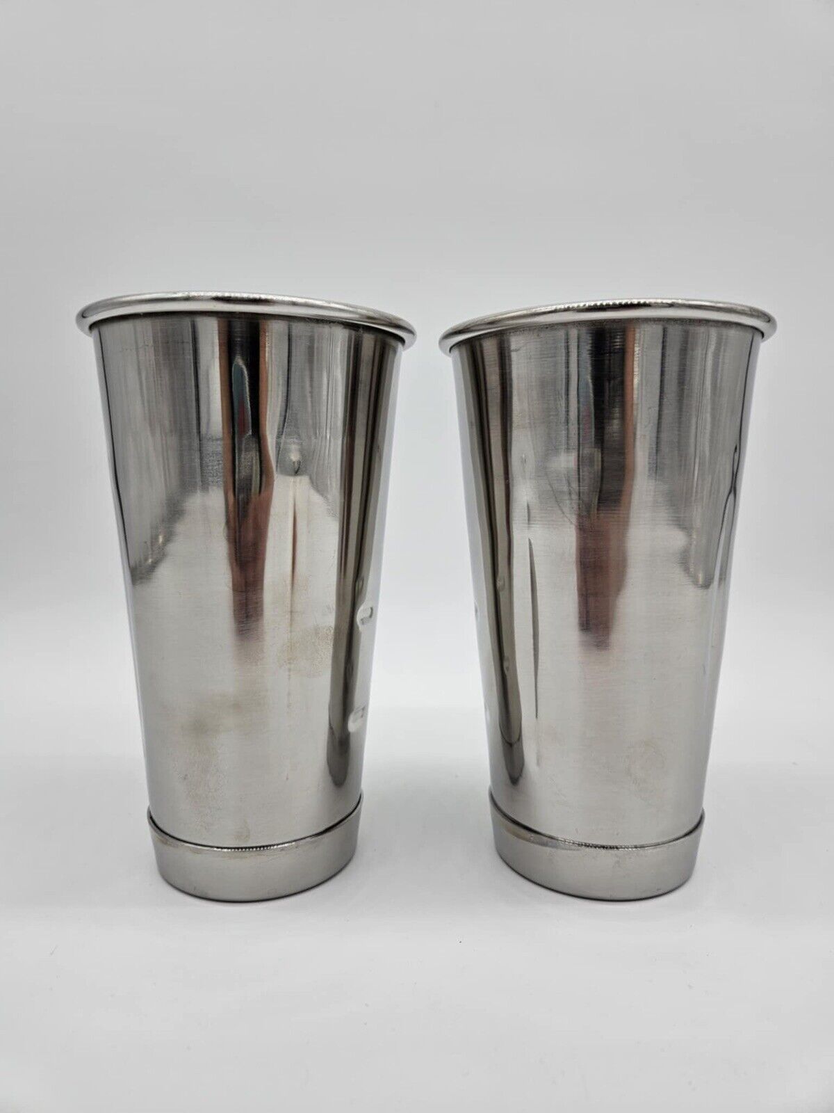 (2) 18/8 Stainless Steel Milk Shake Cups Cocktail Mixers Bartender Japan Capco