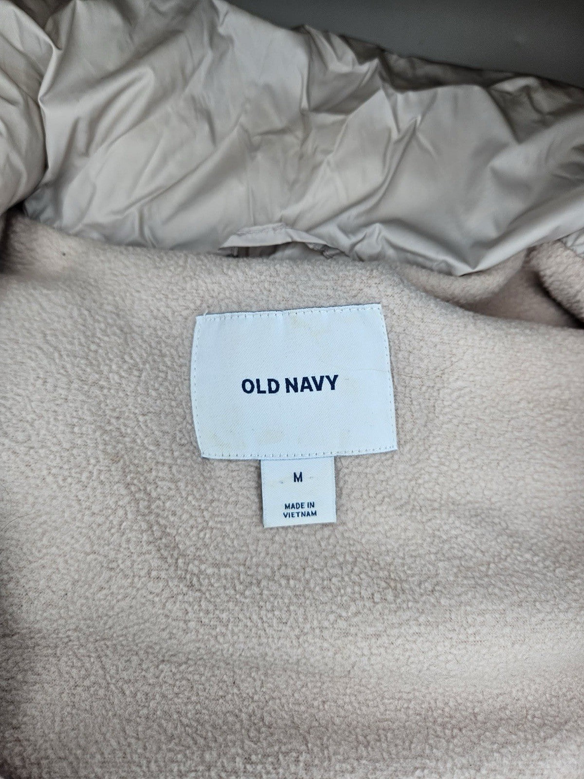 Old Navy Womens Cream Puffer Vest Quilted Zip Front Medium Jacket Coat