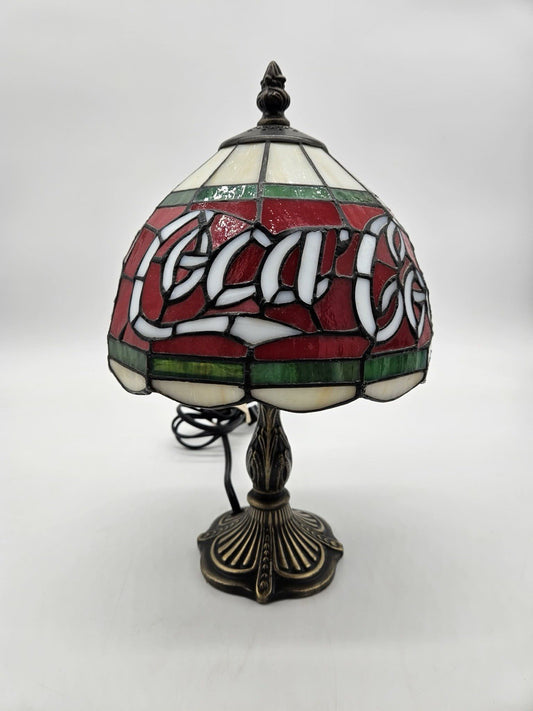 Rare Coca-Cola Licensed Tiffany Style Lamp Seedy Textured Faux Glass Shade