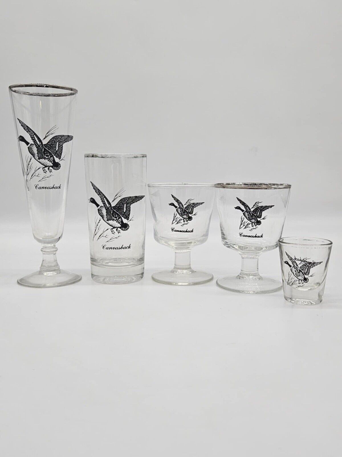 LOT OF 15 Vintage Federal Game Bird Barware Glasses