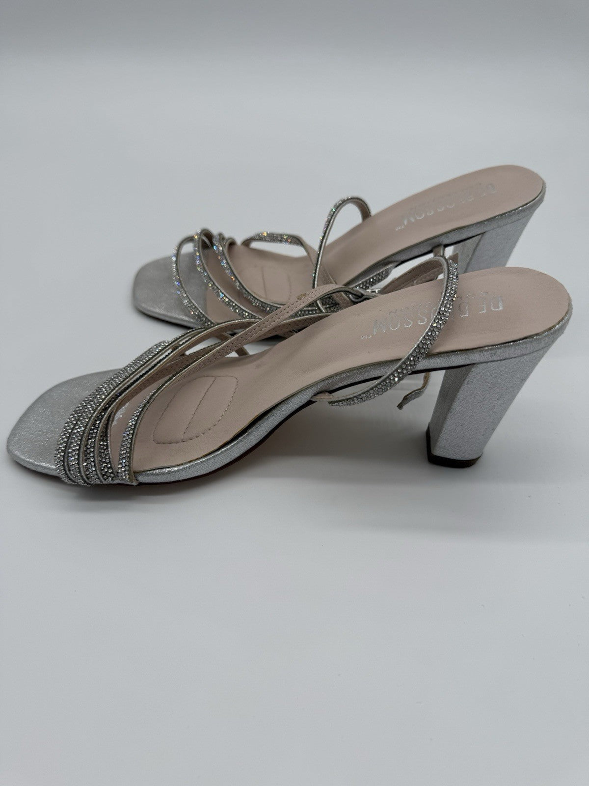 De Blossom Amara High Block Heel Embellished Dress Sandal Sz 9