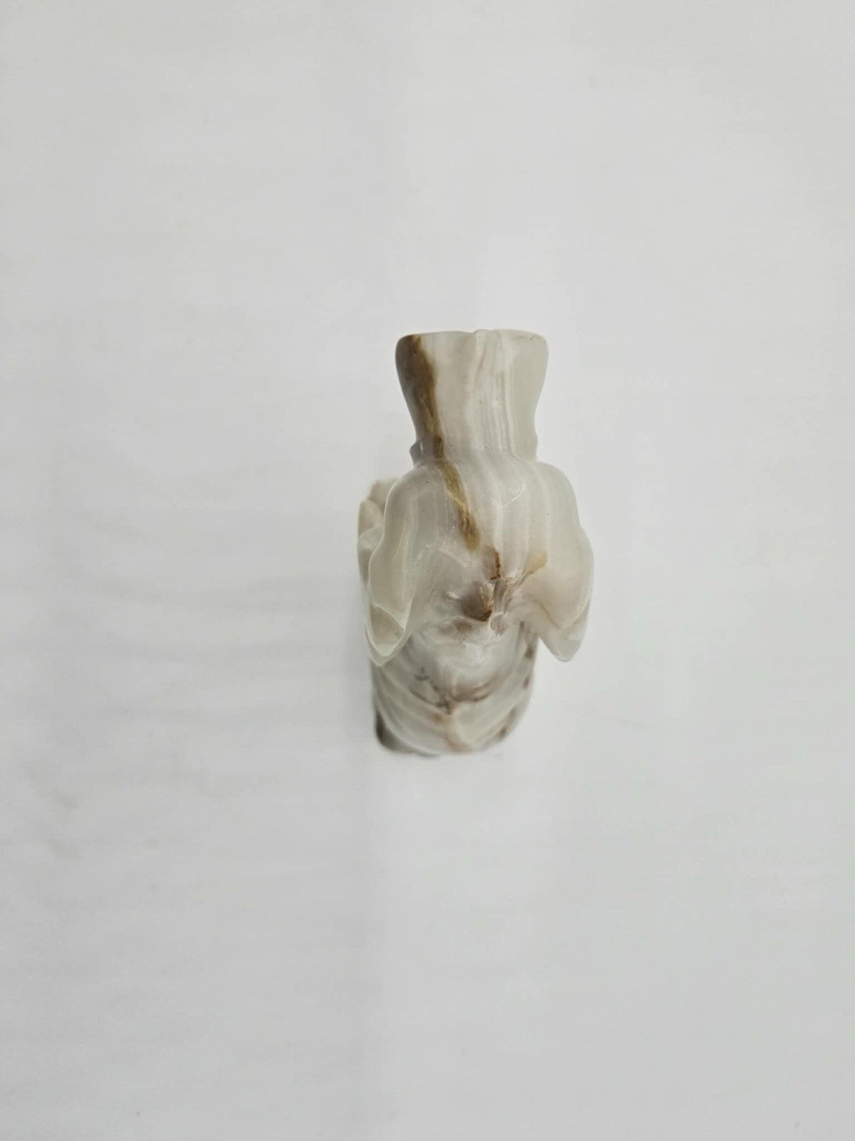 HAND CARVED NATURAL ONYX STONE DOG FIGURE SCULPTURE Small  2.5 Inches