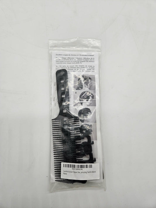 CombPal Scissor Clipper Over Comb Hair Cutting Tool Black w/ 7 Clips