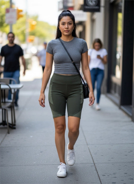Olive Green High Waisted Athletic Biker Shorts Women’s Size Small