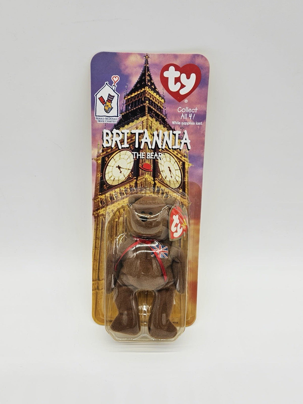 Ty McDonalds Teenie Beanie 1999 Britannia The Bear. British Flag on Chest