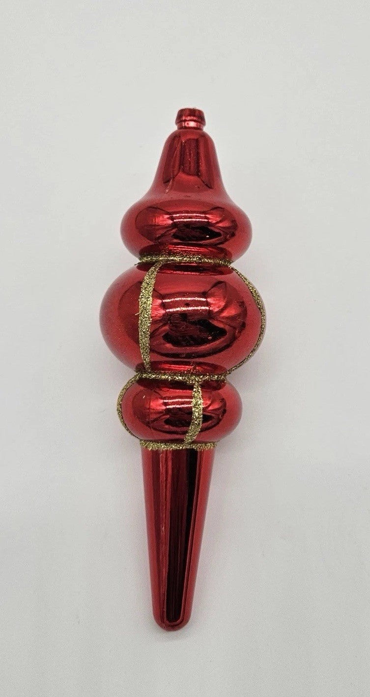 Vintage Red Mercury Glass Finial Christmas Ornament