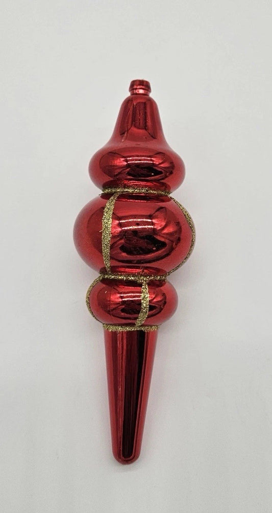 Vintage Red Mercury Glass Finial Christmas Ornament