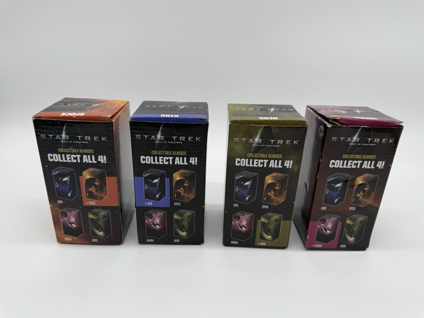 Star Trek Complete 2009 Movie Promo Collectible Glasses Kirk Spock Uhura Nero