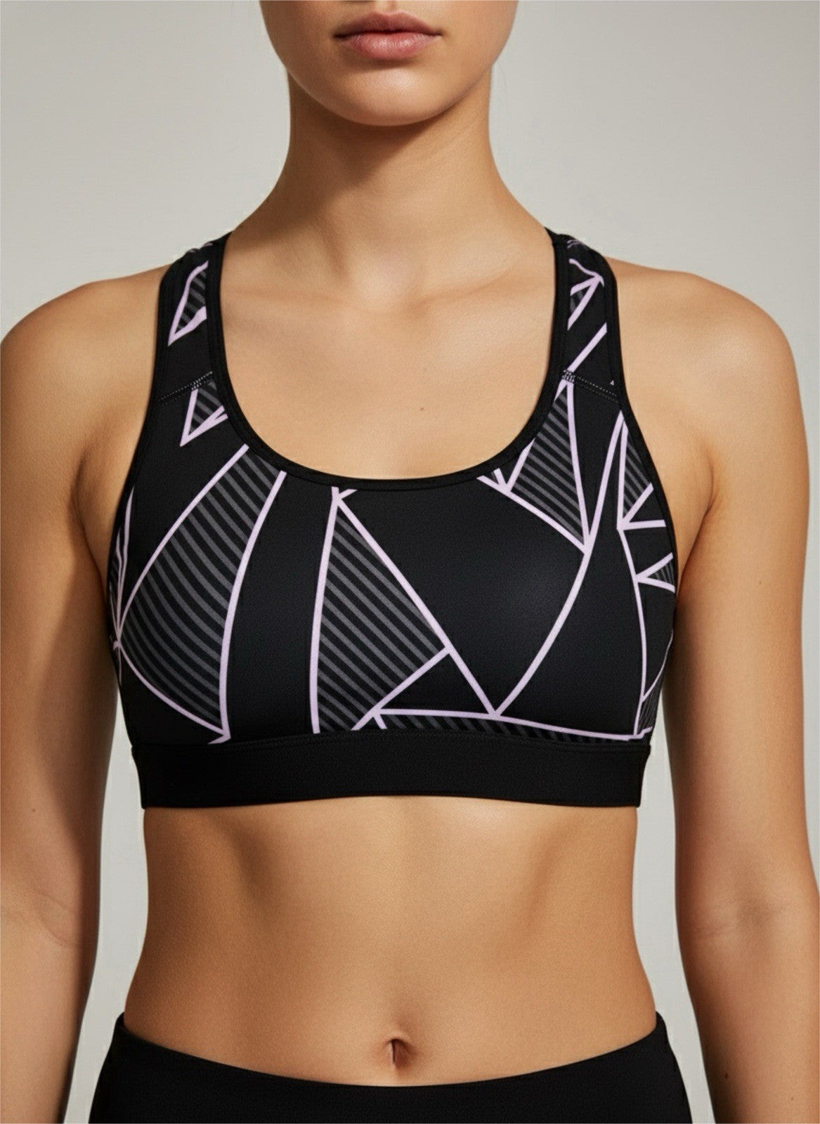 Champion C9 Black & Purple Geometric Racerback Sports Bra Size M
