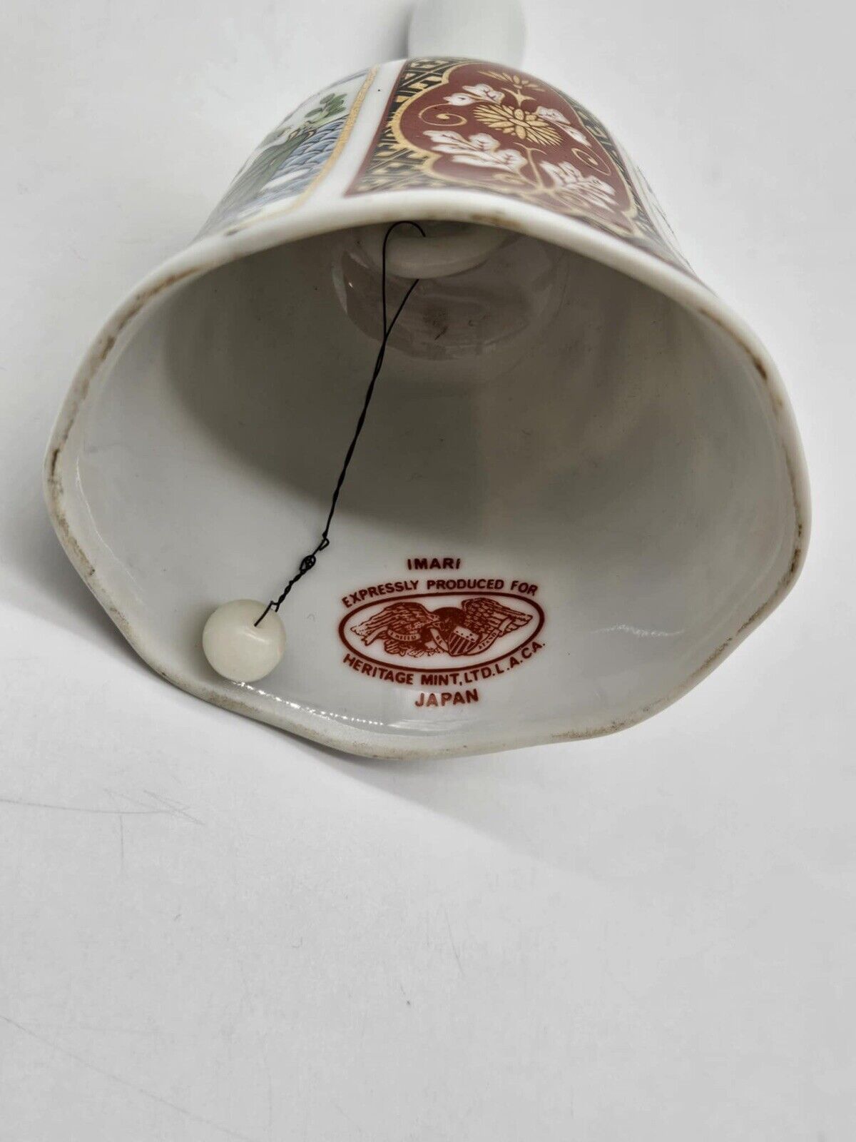 Vintage Imari Heritage Mint Porcelain Bell w/ Ming Dynasty Pattern Made in Japan