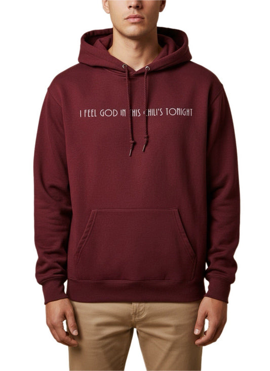 Hanes THE OFFICE Burgundy Hoodie “I Feel God in This Chili’s Tonight” Sz M