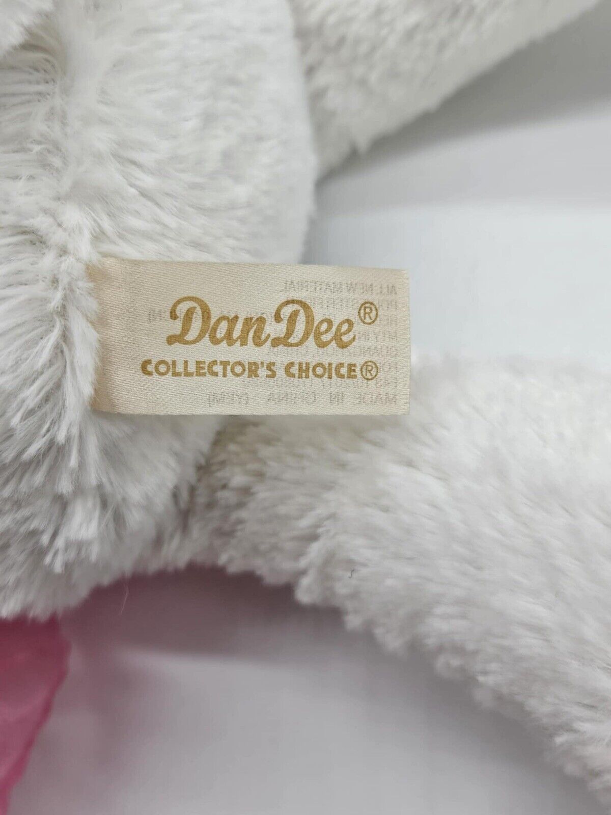 DAN DEE White BUNNY Rabbit Pink Tutu Bow 18" Soft Plush Dandee 2017 MTY