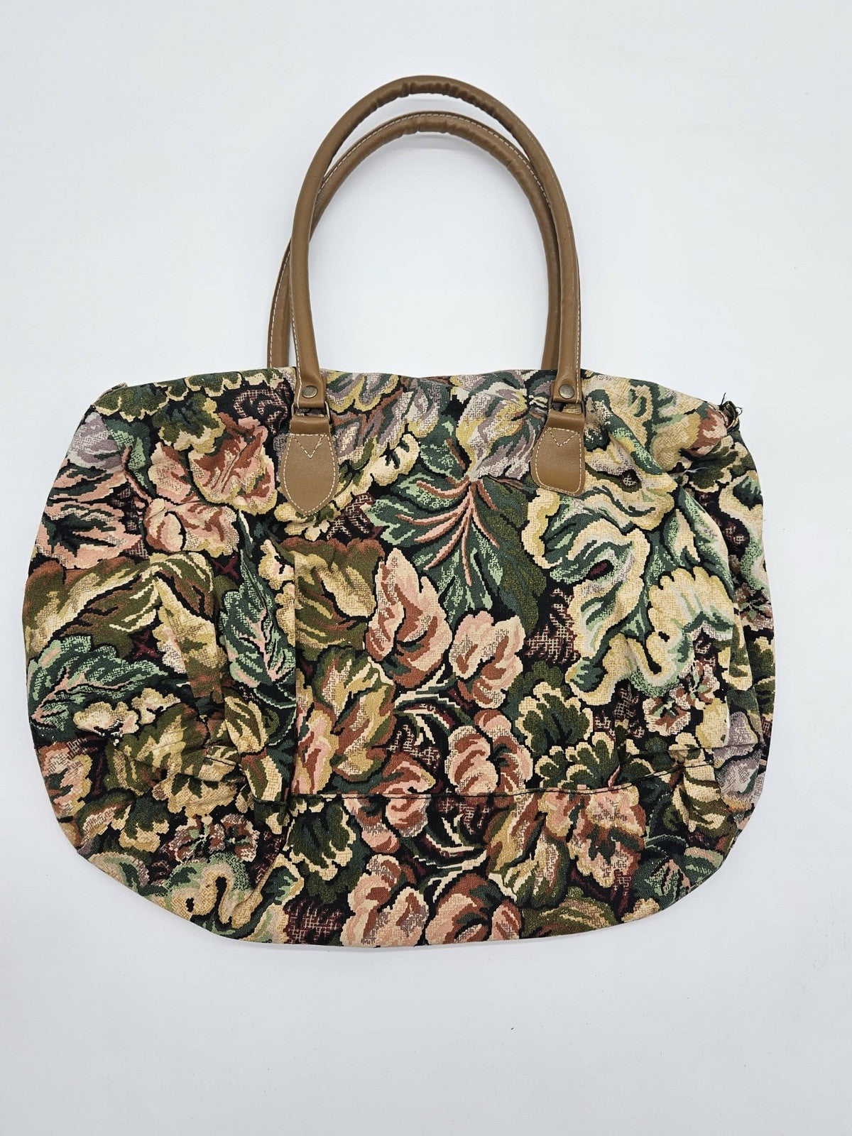 Vintage Gitano Floral Tapestry Duffel Bag 80s Weekender Travel Carry-On