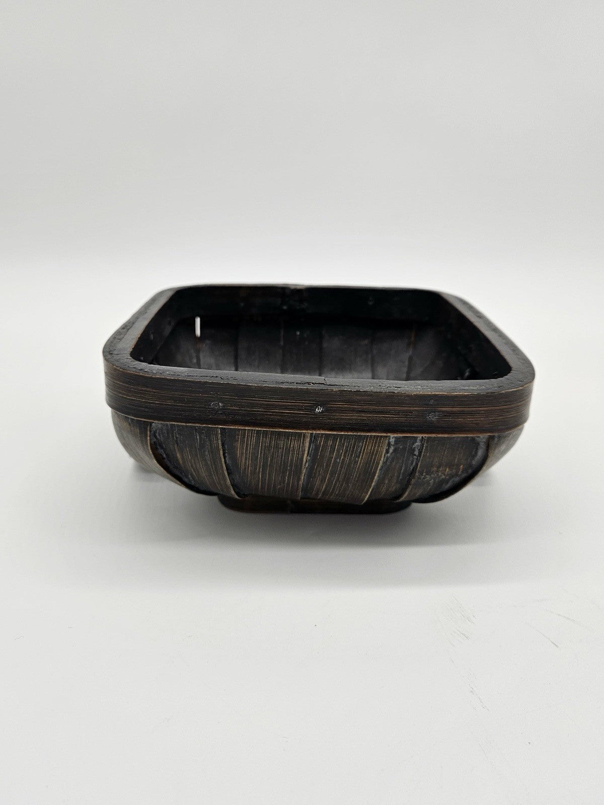 Vintage Wooden Planter Box with Iron Ring Handles Rustic Farmhouse