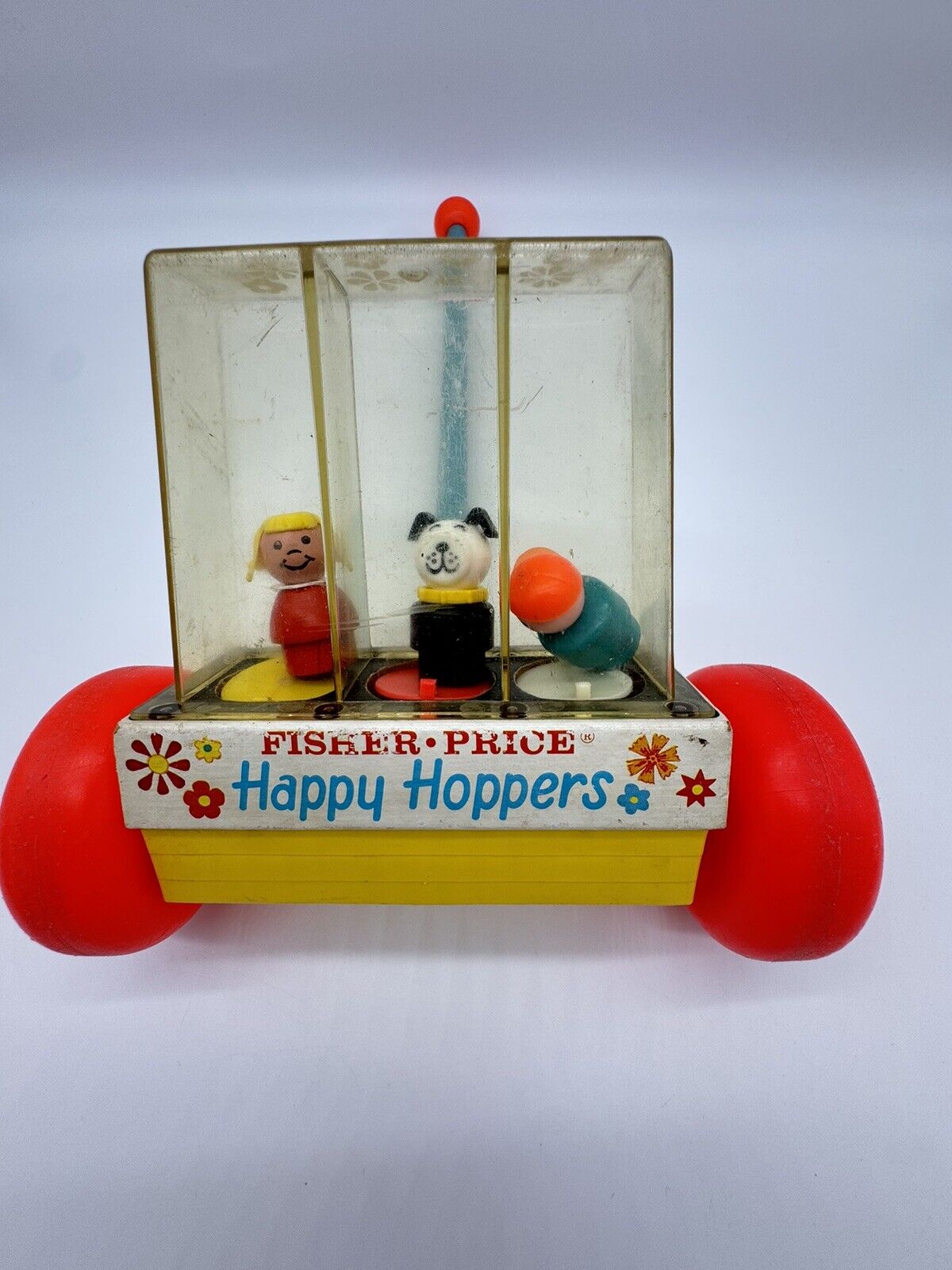 VINTAGE 1969 Fisher Price Happy Hoppers Push Toy #121. Works Great!
