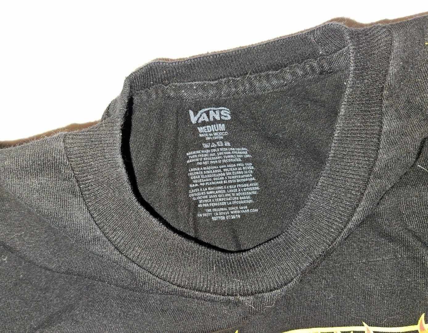 Vans Black Flames Logo Short Sleeve T-Shirt ~ Boys Sz M