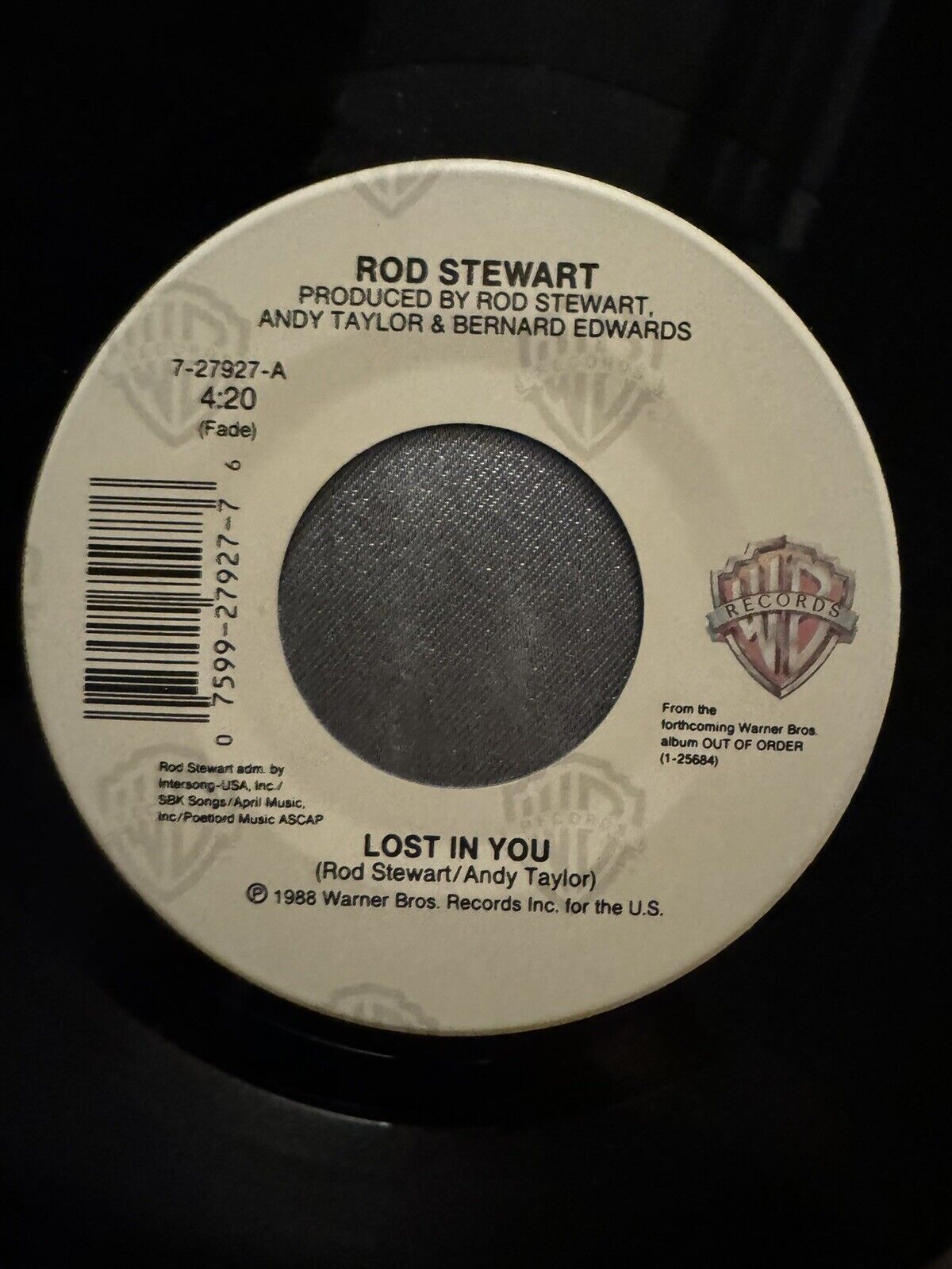 Rod Stewart “Lost In You / Almost Illegal" 7" 45 rpm 7-27927