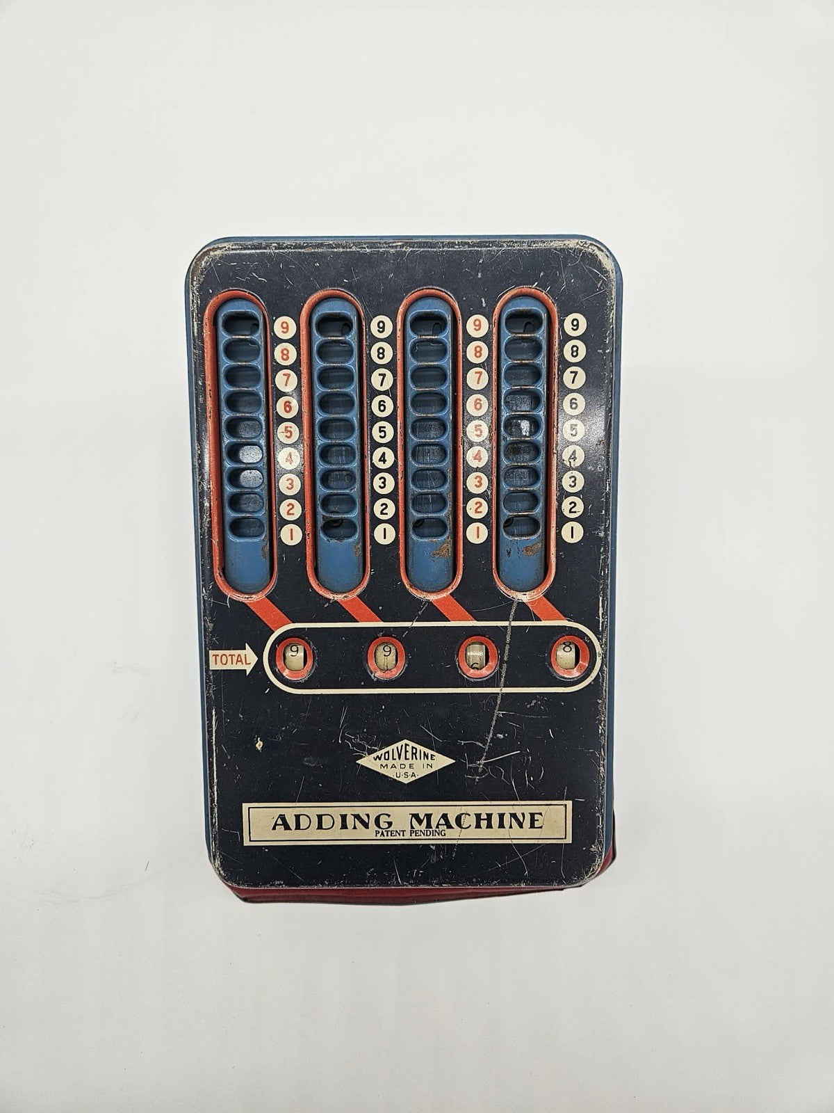 Vintage 1940's Wolverine Tin Litho Toy Adding Machine Calculator Works