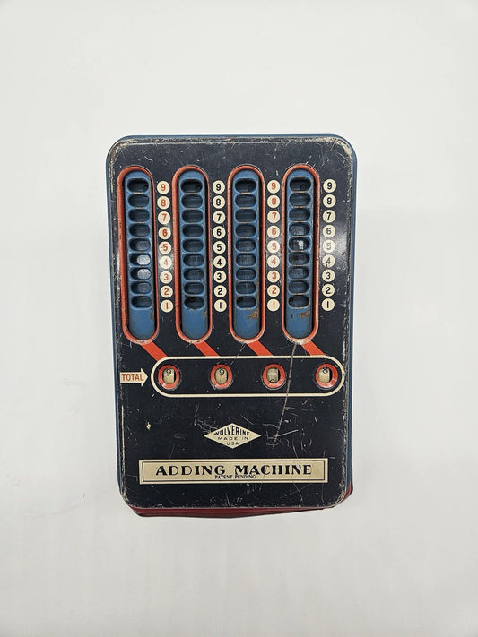 Vintage 1940's Wolverine Tin Litho Toy Adding Machine Calculator Works