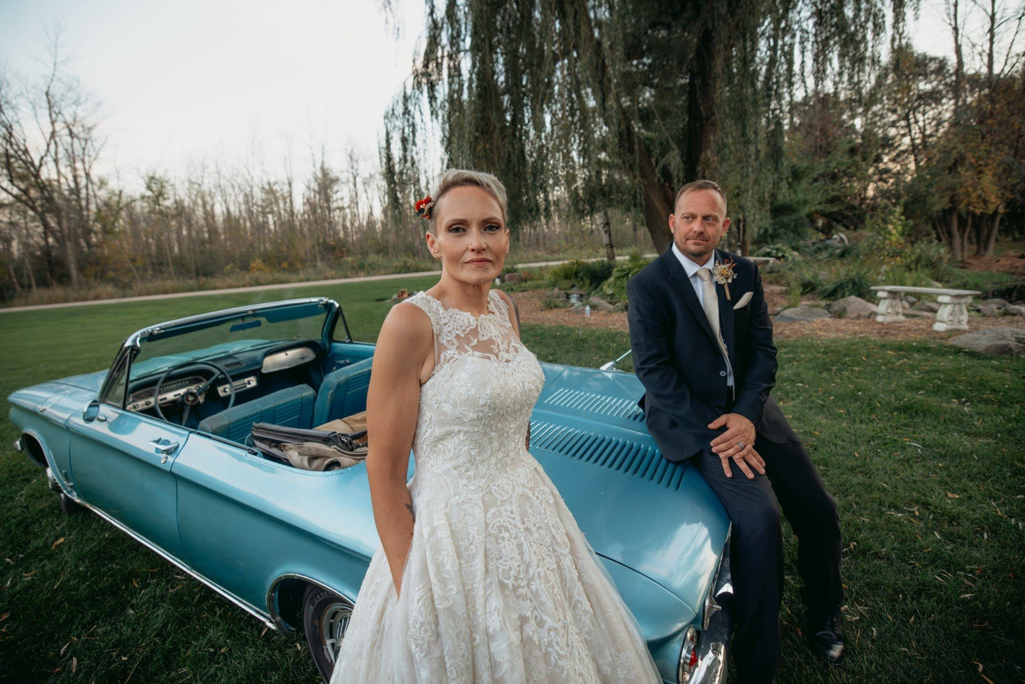 Size 6 - Oleg Cassini - Beaded Lace Wedding Gown - CWG780 - Champagne/Ivory