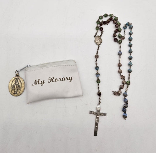 Gorgeous Vintage Rosary Beads With Pouch. Pre-owned.