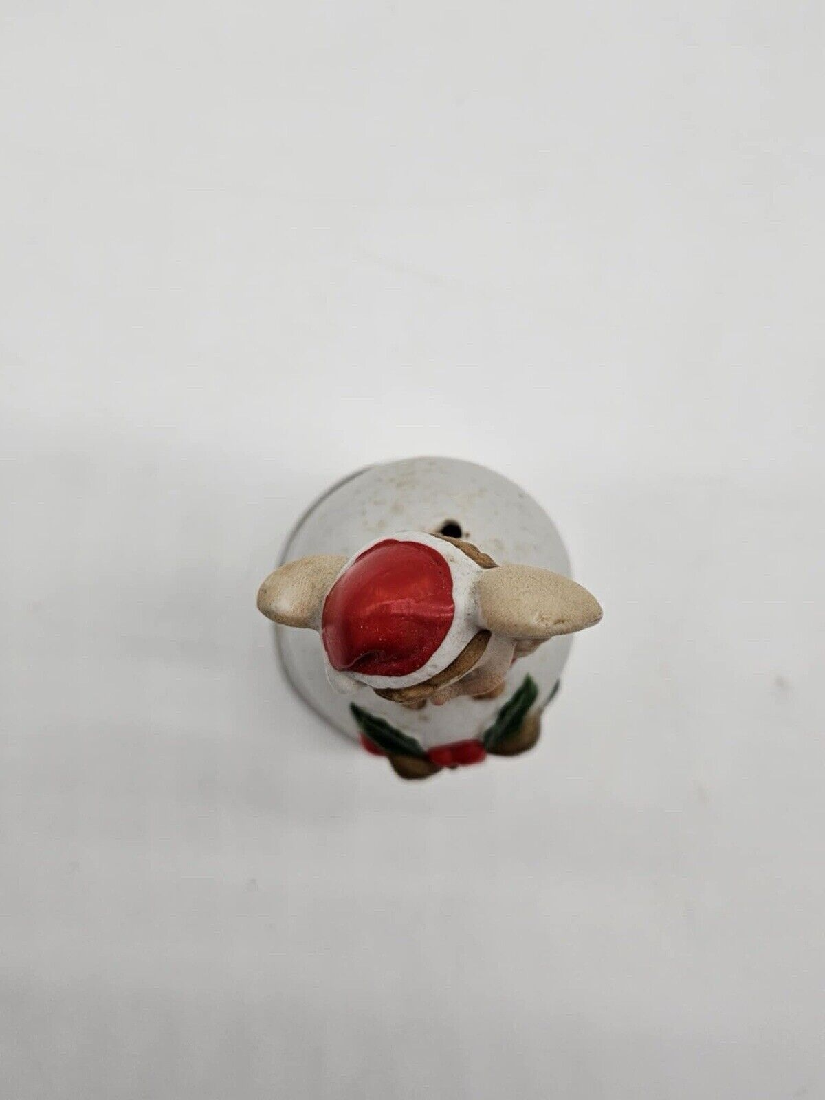 Vintage Christmas Mouse holding candy cane ceramic Bell 4.5"H  (#2)