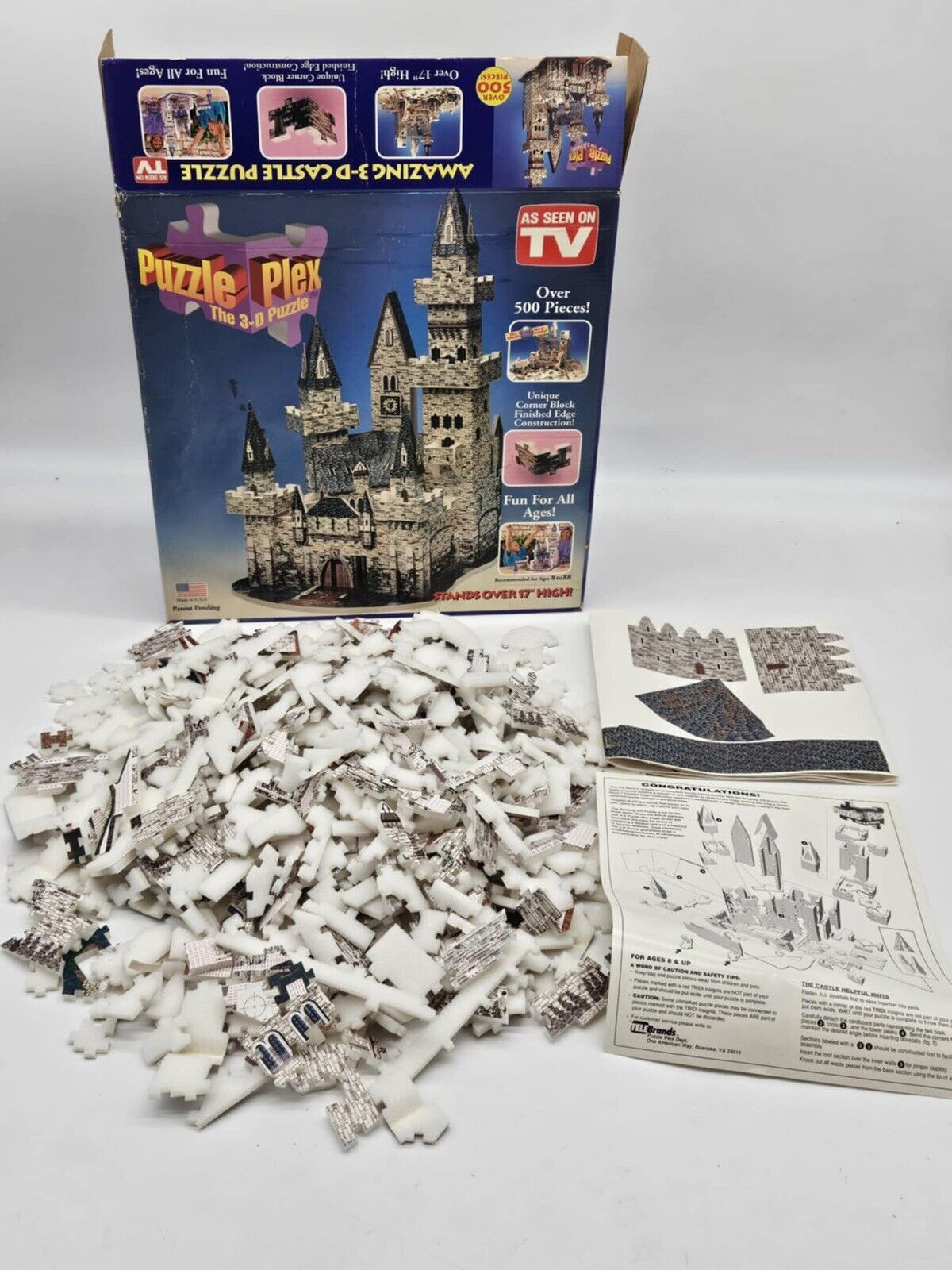 1993 AMAZING 3-D Puzzle Plex Castle Puzzle 500 pieces 17”