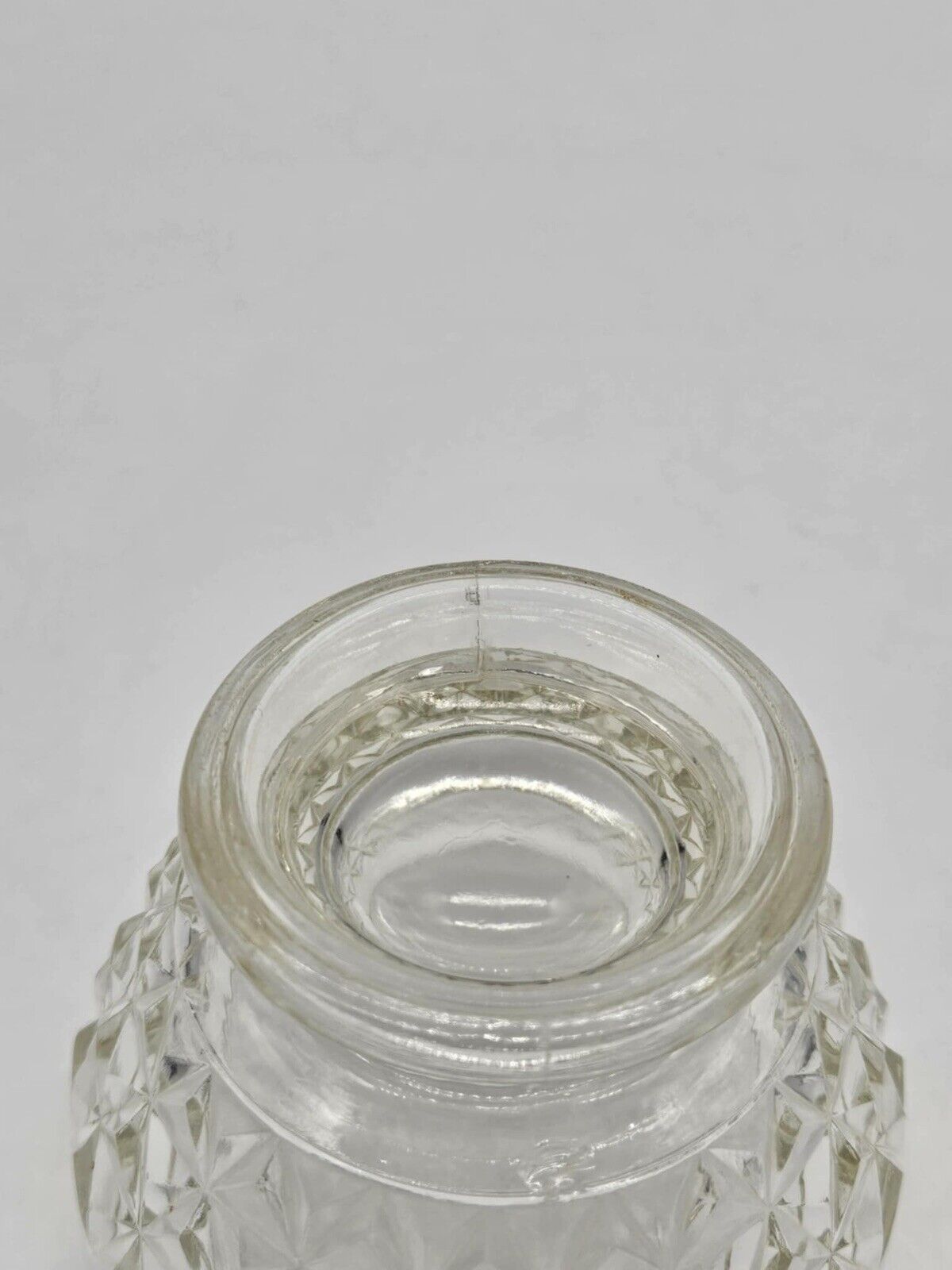Vintage Diamond Pattern Glass Sugar Bowl