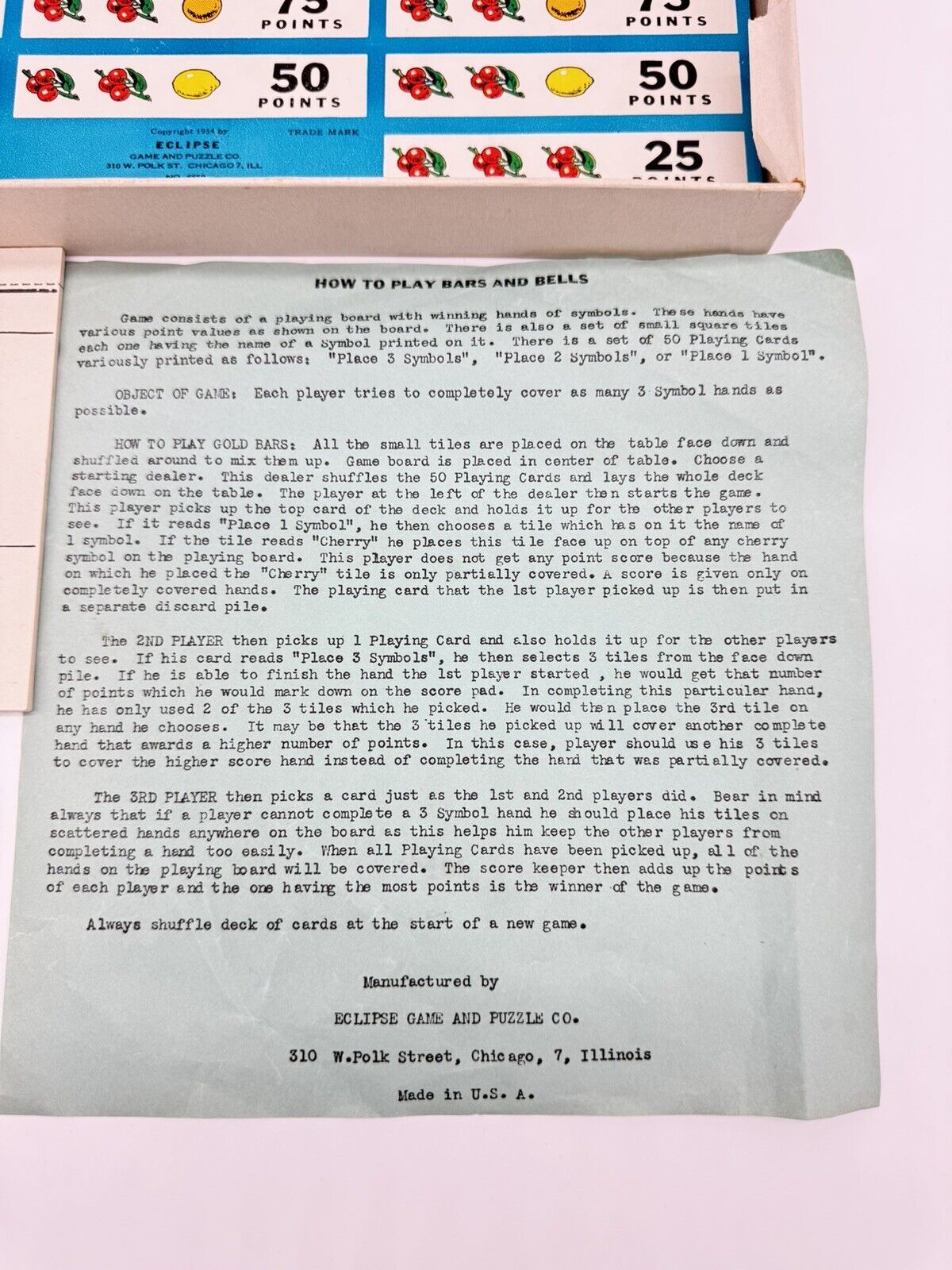 EXTREMELY RARE - 1950s Vintage Bars & Bells Game By Eclipse Game & Puzzle Co