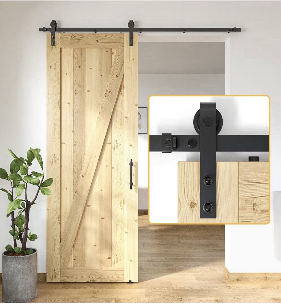 SKYSEN 6FT Barn Door Hardware Kit, Sliding Barn Door Hardware Kit, Barn Door Tra