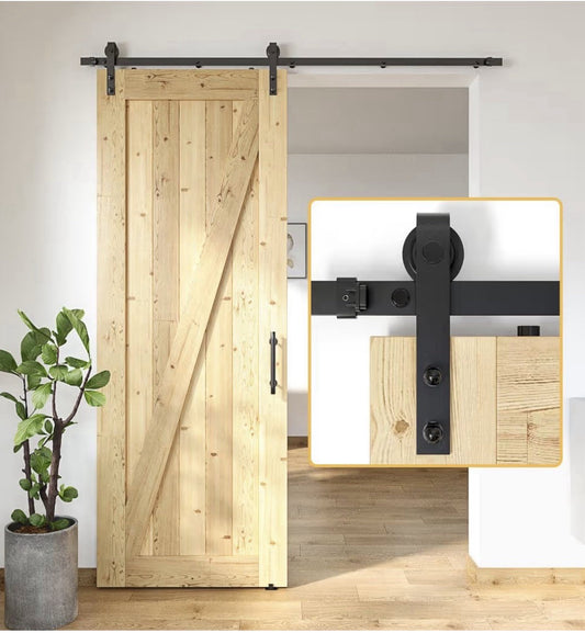 SKYSEN 6FT Barn Door Hardware Kit, Sliding Barn Door Hardware Kit, Barn Door Tra