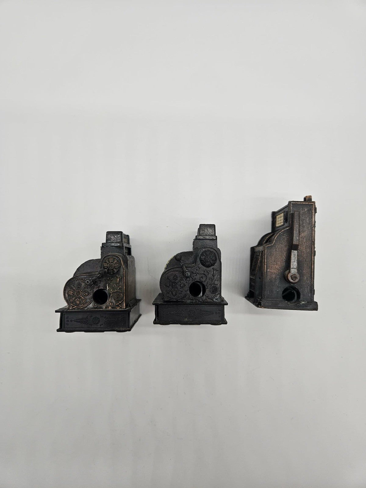 Vintage Miniature Slot Machine Pencil Sharpeners Lot of 3 Cash Register Style