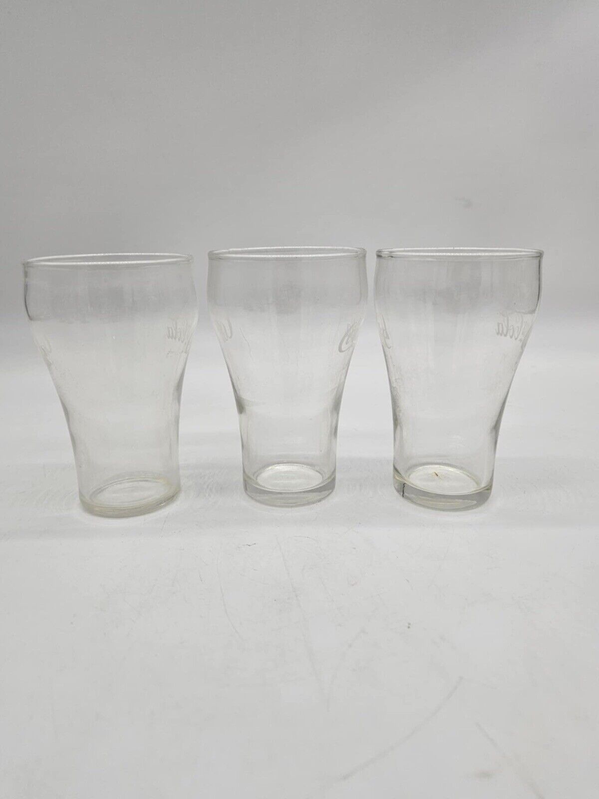 VINTAGE Set of 4 Enjoy COKE/Enjoy COCA COLA WHITE LABEL DRINKING GLASSES